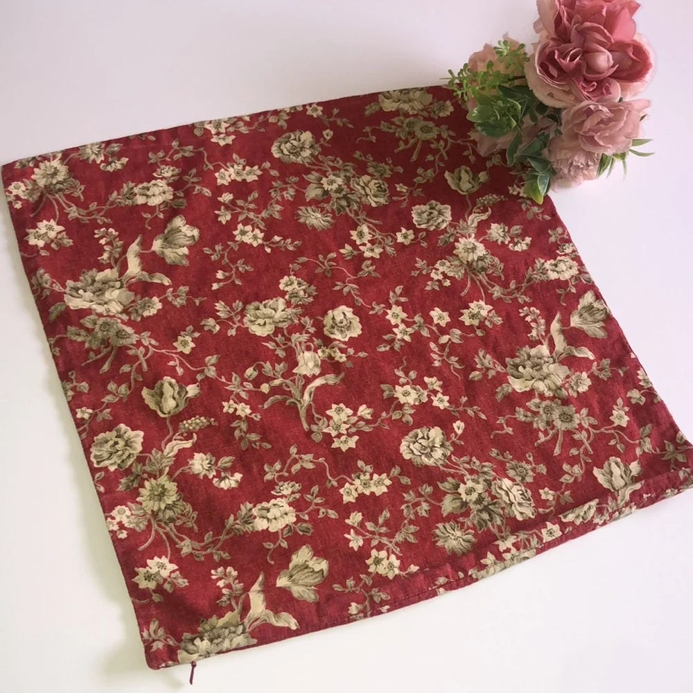 Pottery Barn Red Tan Floral Pillow Cover Square Pottery Barn Red Tan Paisley Y2K